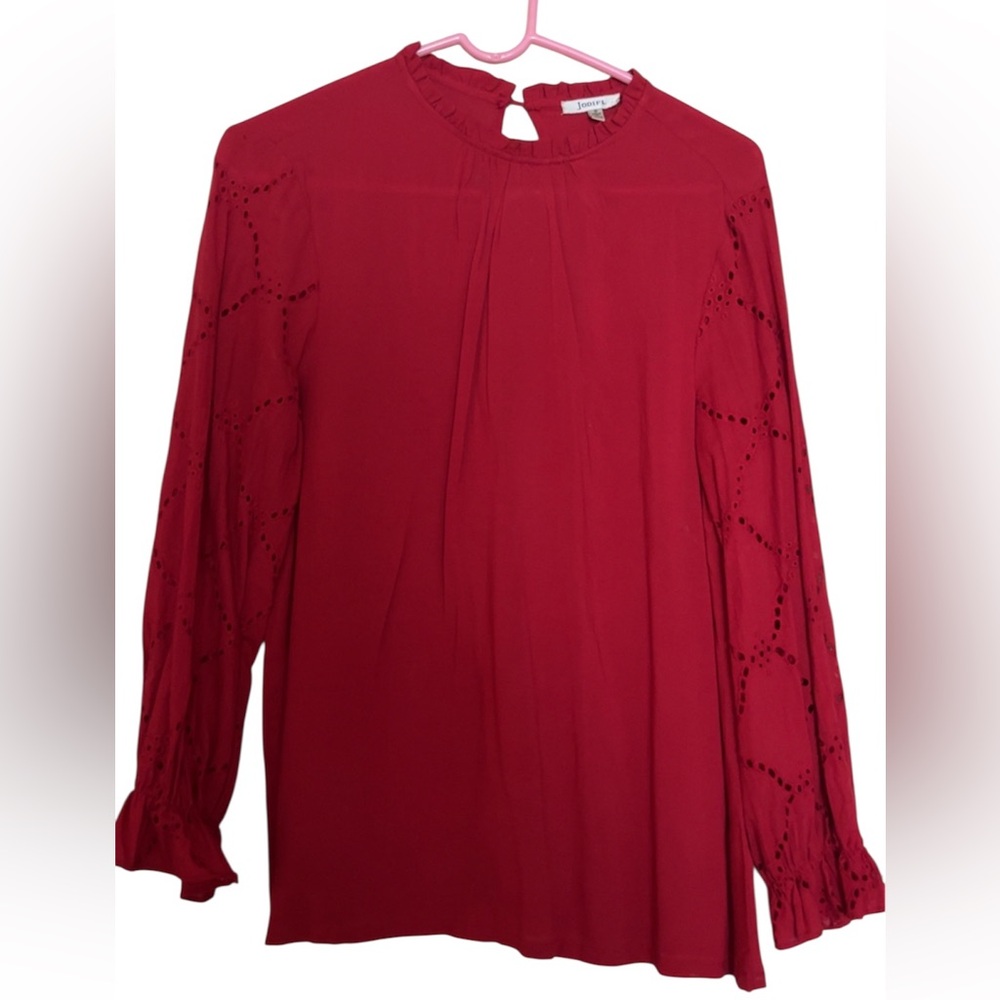 JODIFL Red Blouse with Eyelet Sleeves